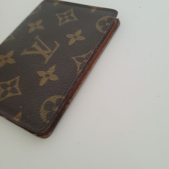 Louis Vuitton LV Brown Folding Monogram Leather Card ID Wallet Small Authentic - Picture 9 of 10